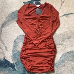 Rust color mini dress